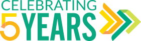 Celebrating five years logo